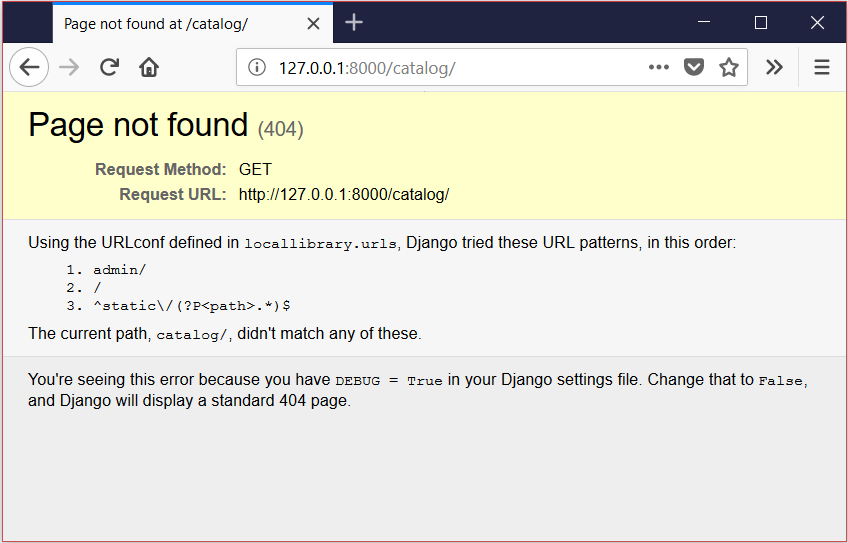 Django Debug page